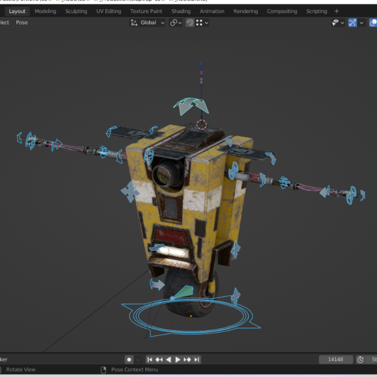 3d model of claptrap from borderlands video game series